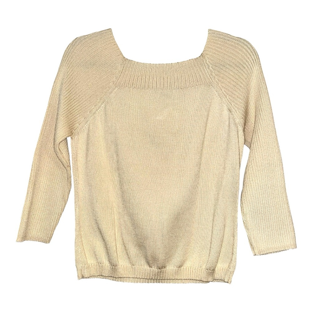SOLD don’t buy! Peruvian Connection Pima Cotton sweater square neck medium cre - Picture 3 of 8